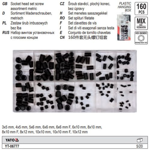 YATO YT-06777 Hernyócsavar készlet 160 részes