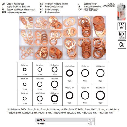 YATO YT-06871 Réz alátét készlet 150 db