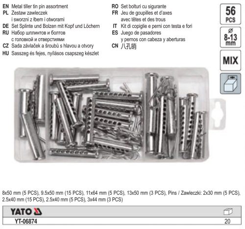 YATO YT-06874 Sasszeg és rögzítő készlet 56 részes