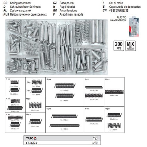 YATO YT-06875 Rugó készlet 200 db