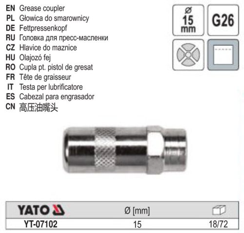 YATO YT-07102 Zsírzófej 4 pofás az YT-07041 karos zsírzóhoz