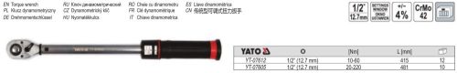 YATO YT-07612 Nyomatékkulcs 1/2 Col 10-60 Nm / 415 mm
