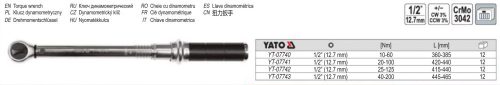 YATO YT-07741 Nyomatékkulcs 1/2 Col 20 - 100 Nm / 420-440 mm CrMo