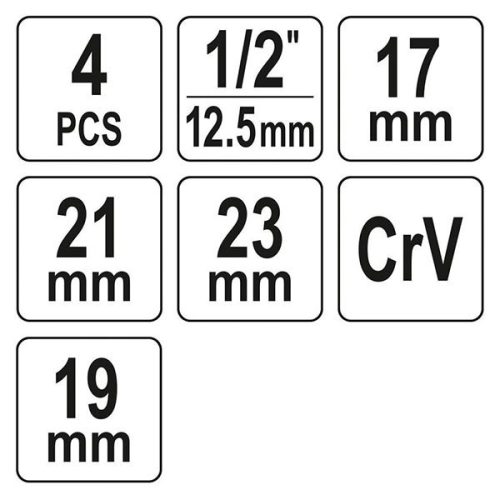 YATO YT-08033 Keresztkulcs 1/2 Col 17 x 19 x 21 x 23 mm szétszedhető CrV