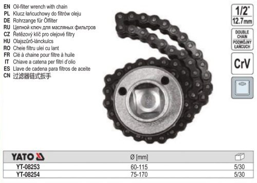 YATO YT-08253 Olajszűrő leszedő láncos 1/2 Col 60-115 mm