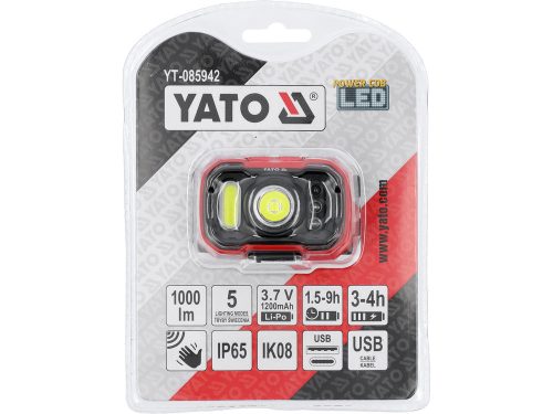 YATO YT-085942 Akkus fejlámpa 1000 lumen