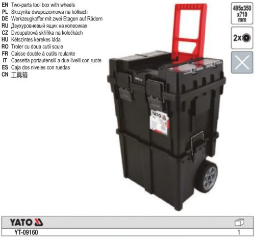 YATO YT-09160 Kerekes szerszámosláda rendszer 2 részes 495 x 350 x 710 mm