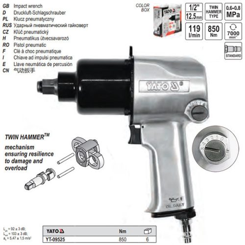 YATO YT-09511 Pneumatikus ütvecsavarozó 1/2 Col 550 Nm