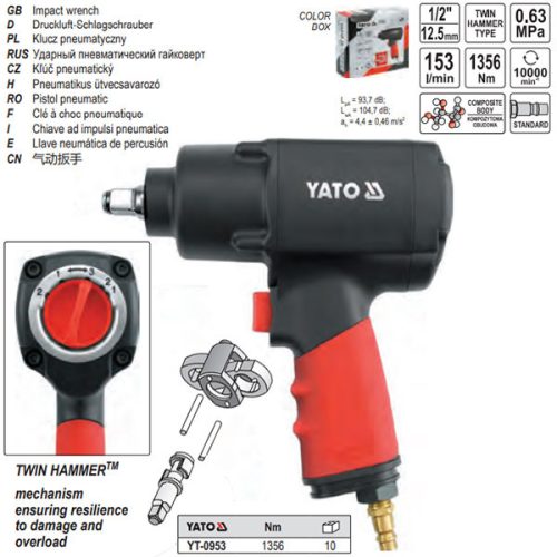 YATO YT-0953 Pneumatikus ütvecsavarozó 1/2 Col 1356 Nm