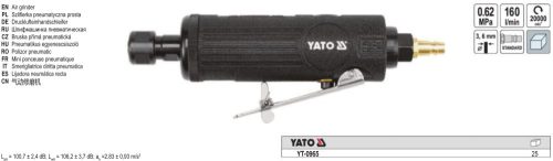 YATO YT-0965 Pneumatikus egyenes csiszoló 1/4 Col 160 l/min