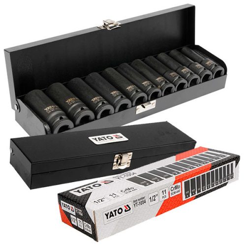 YATO YT-1054 Gépi hosszú dugókulcs készlet 11 részes 1/2 Col 10-24 mm CrMo
