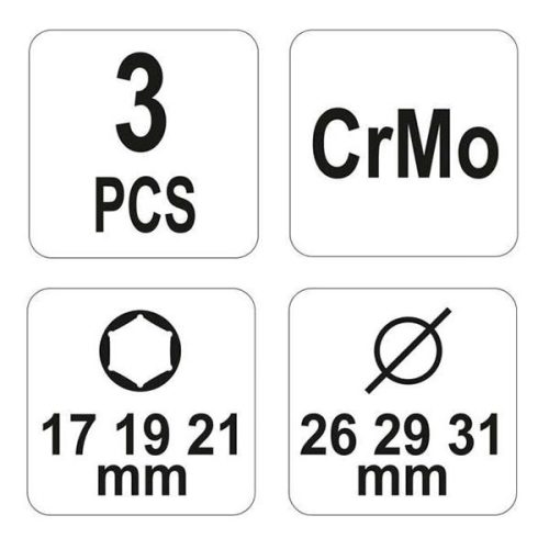 YATO YT-1056 Alufelni dugókulcs készlet 3 részes 1/2 Col 17/19/21 mm CrMo