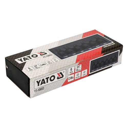 YATO YT-10653 Gépi bit dugókulcs készlet 6 részes Furatos Torx és Spline 3/4 Col CrMo