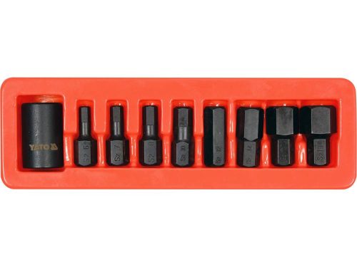 YATO YT-10662 Gépi imbusz bit készlet 9 részes 1/2 Col 6-19 mm dugókulcs adapterrel