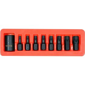   YATO YT-10664 Gépi torx bit készlet 9 részes 1/2 Col T30-T70 dugókulcs adapterrel