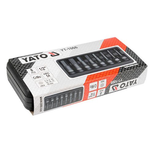 YATO YT-1066 Gépi hosszú bit dugókulcs készlet 8 részes Imbusz 1/2 Col 6-19 mm CrMo