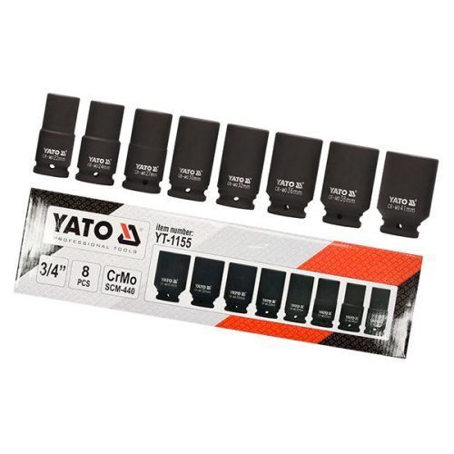 YATO YT-1155 Gépi hosszú dugókulcs készlet 8 részes 3/4 Col 22-41 mm CrMo