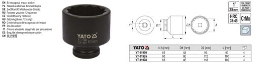 YATO YT-11990 Gépi dugókulcs 12 szögletű 1 Col 65 mm