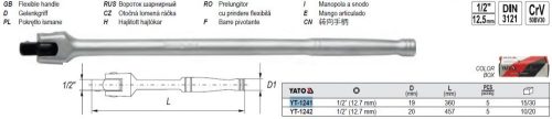 YATO YT-1241 Hajtókar 1/2 Col csuklós 360 mm CrV
