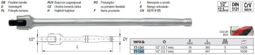 YATO YT-1242 Hajtókar 1/2 Col csuklós 457 mm CrV