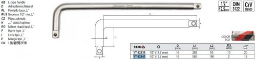 YATO YT-12445 L-alakú hajtókar 1/2 Col 600 x 200 mm