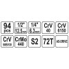 YATO YT-12681 Dugókulcs készlet 94 részes 1/4 Col, 1/2 Col CrV