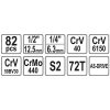 YATO YT-12691 Dugókulcs készlet 82 részes 1/4 Col, 1/2 Col CrV