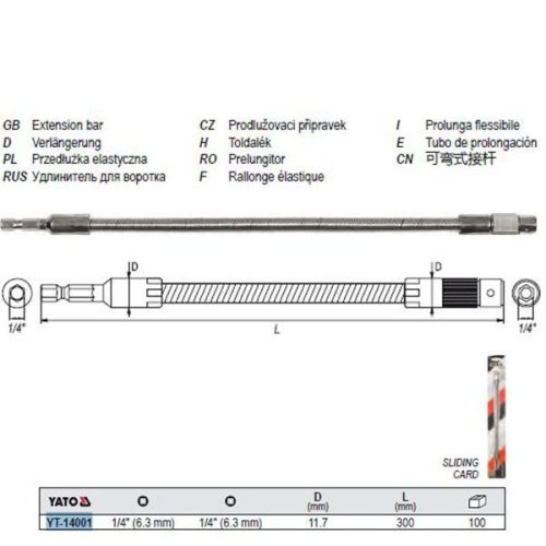 YATO YT-14001 Flexibilis behajtószár 1/4 Col x 1/4 Col 300 mm