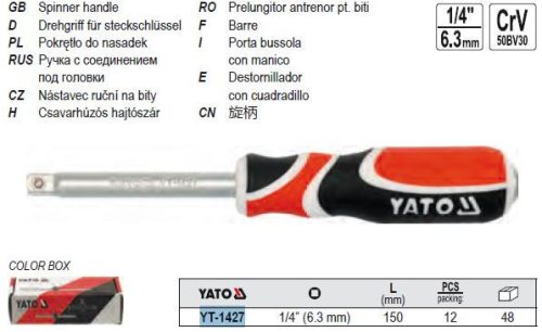 YATO YT-1427 Behajtószár nyéllel 1/4 Col