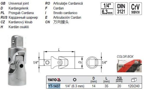 YATO YT-1437 Univerzális csuklós csatlakozó 1/4 ColCrMo