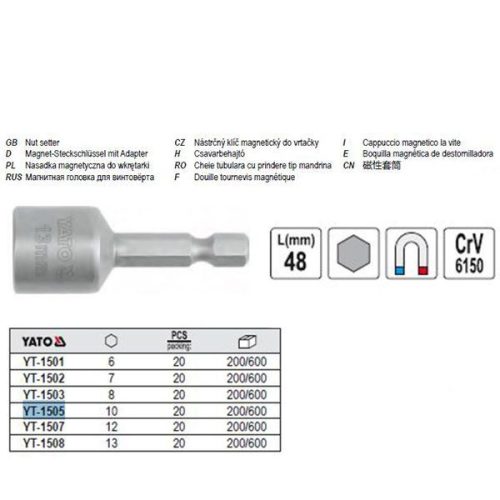 YATO YT-1505 Csavarbehajtó 10 mm L48 CrV