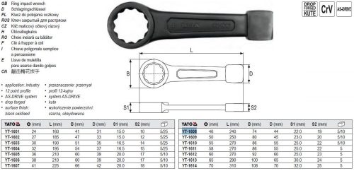 YATO YT-1608 Üthető csillagkulcs 46 mm / 240 mm CrV