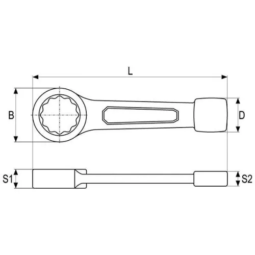 YATO YT-1612 Üthető csillagkulcs 60 mm / 270 mm CrV
