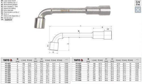 YATO YT-1627 Pipakulcs 7 mm / 106 mm CrV