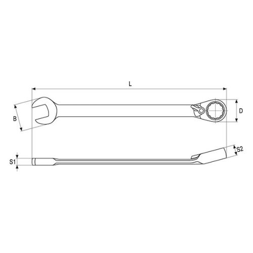 YATO YT-1672 Racsnis irányváltós csillag-villáskulcs 30 mm / 400 mm 72T CrV