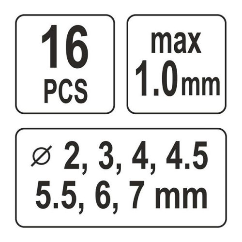 YATO YT-18973 Lemezlyukasztó fogó készlet 16 részes