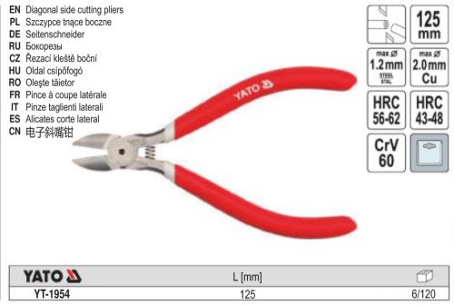 YATO YT-1954 Oldalcsípő fogó 125 mm