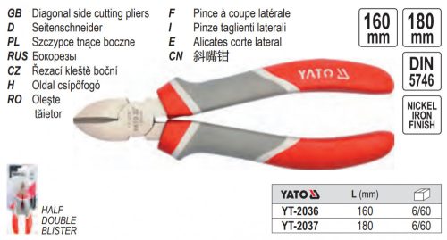 YATO YT-2036 Oldalcsípő fogó 160 mm