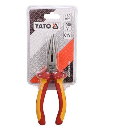 YATO YT-21154 Hosszúcsőrű fogó egyenes 160 mm 1000 V-ig szigetelt CrV