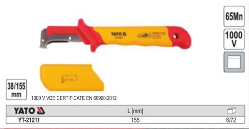 YATO YT-21211 Kábelvágó kés 38 x 155 mm 1000 V-ig szigetelt