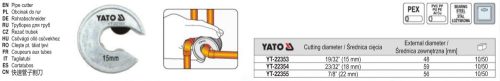 YATO YT-22355 Csővágó 22 mm (réz, alu, műanyag)