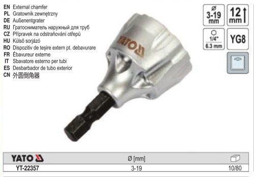 YATO YT-22357 Külső sorjázó 1/4 Col 3-19 mm