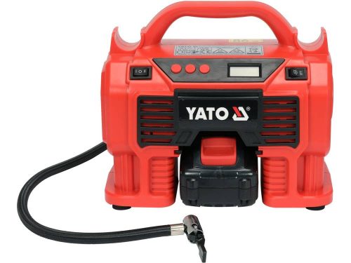 YATO YT-23247 Akkus kompresszor 11 bar 18 V (1 x 3,0 Ah akku + töltő) + 12 V szivargyújtó