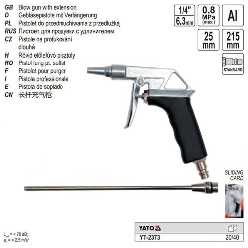 YATO YT-2373 Lefúvató pisztoly rövid+hossz.szár 1/4 Col