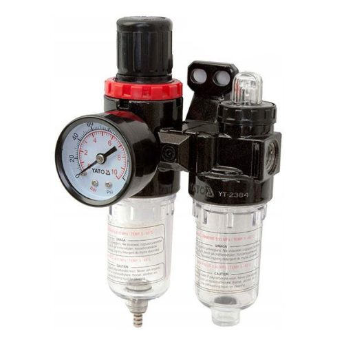 YATO YT-2384 Pneumatikus levegő szűrő nyomásszabályzóval kenőtartállyal 1/4 Col 25 cm3