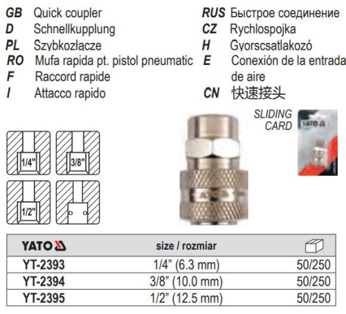YATO YT-2395 Pneumatikus gyorscsatlakozó 1/2 Col