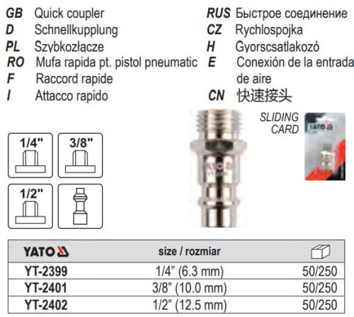 YATO YT-2402 Pneumatikus tömlővég 1/2 Col menetes