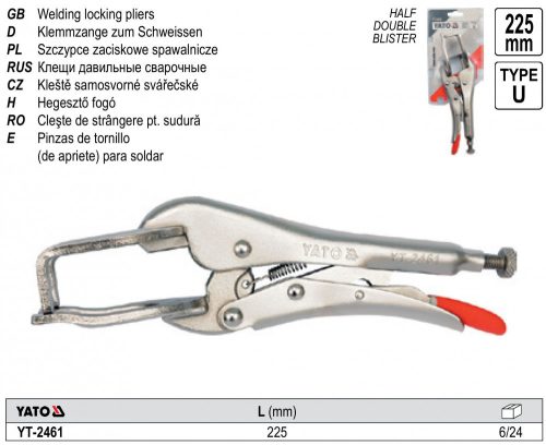 YATO YT-2461 U-alakú önzáró fogó 225 mm