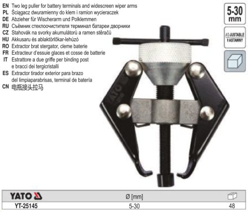 YATO YT-25145 Akkumulátor saru és ablaktörlő kar lehúzó 2 körmös 5-30 mm