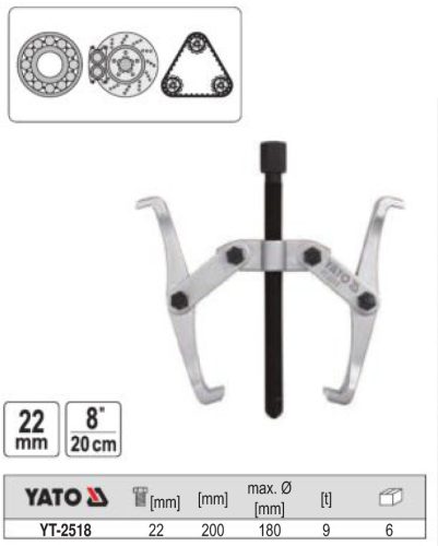 YATO YT-2518 Csapágylehúzó 2 körmös 8 Col/200 mm